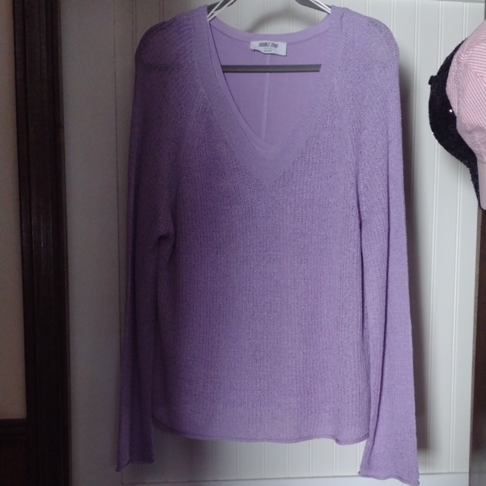 Double Zero Lavender V-Neck Sweater With Lavender Sleeveless Tank